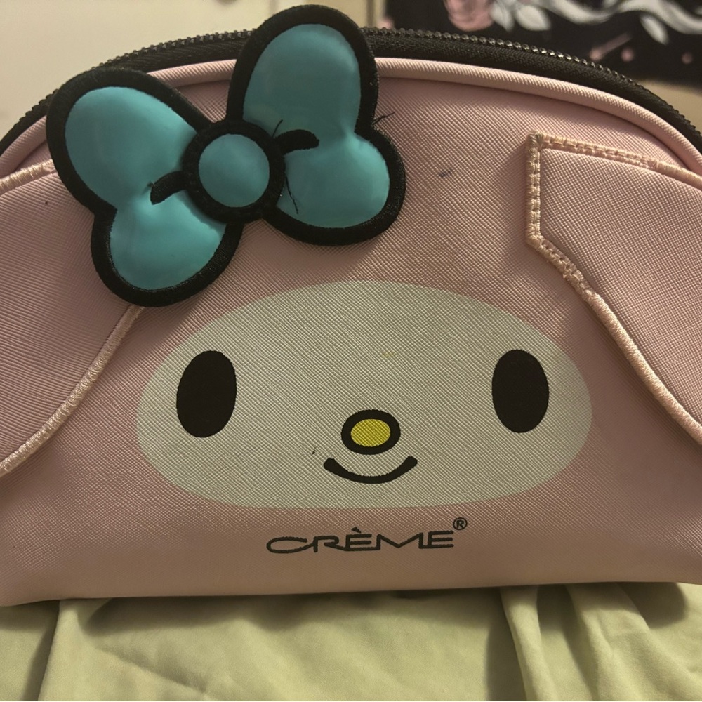 Crème Pink Kids Accessory Bag with Blue Bow